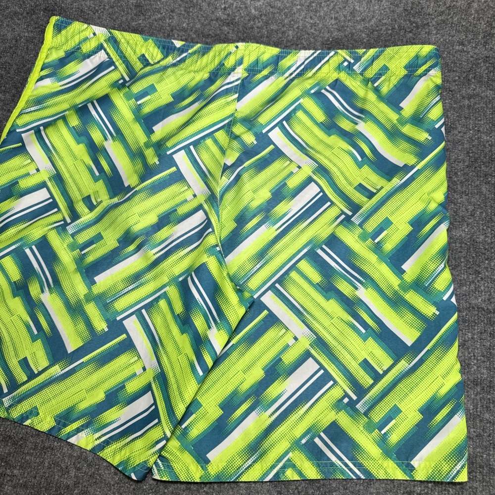 Nike Board Shorts Green Geometric Swim Trunks Men L Mesh Lined Surf Better World - Picture 9 of 12
